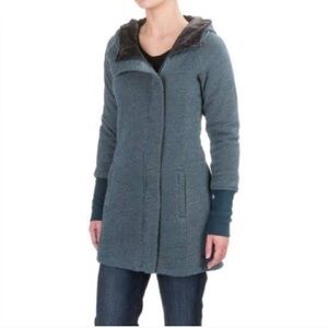 The North Face Dionne Long Fleece Velour Lined Hooded Jacket Women L Large